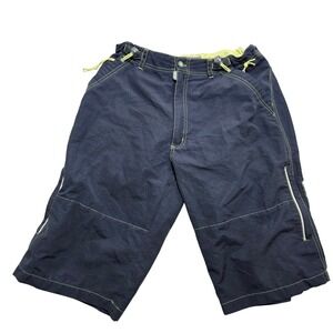 Airwalk Mens Navy Blue Ripstop Cargo Shorts Neon Green Stitching Skate Y2K 30 *